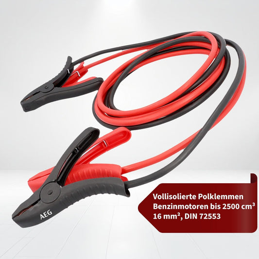 AEG Starthilfekabel Alu-Tec, Für 12 Volt Und 24 Volt, in Aufbewahrungstasche, 2 X 3M, Erfüllt DIN 72553