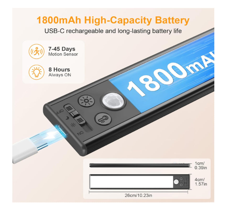 Cabinet Lighting Under-Unit Light Kitchen LED Motion Sensor – 26Cm 84 Leds Black