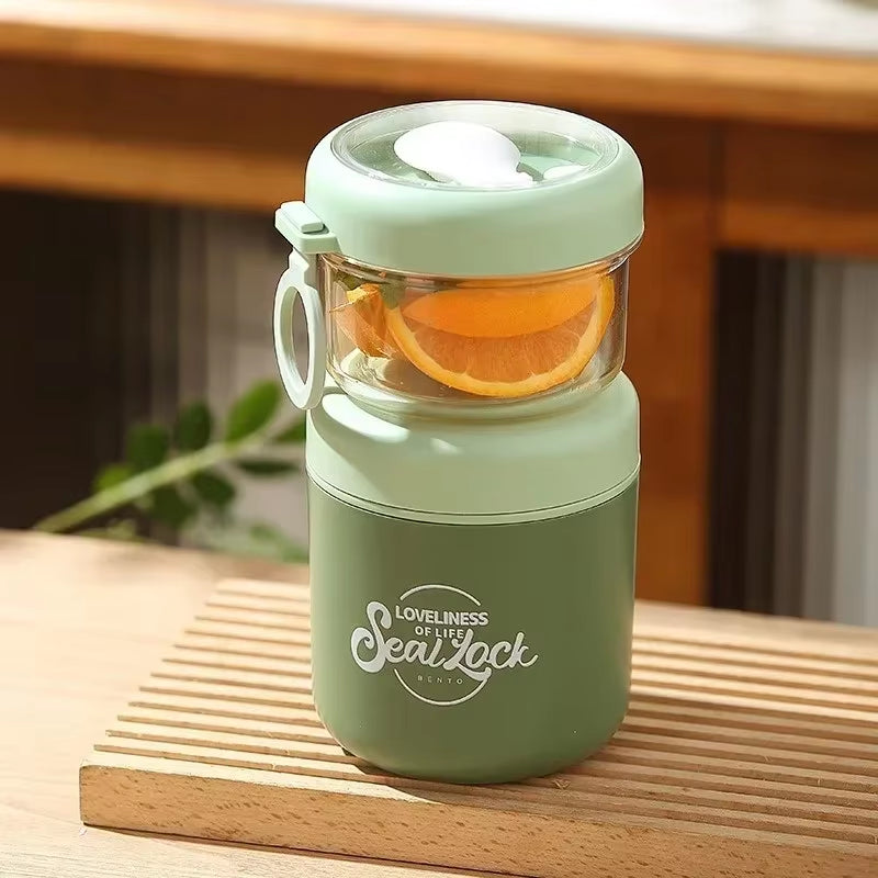 Portable Stainless Steel Soup Cup Breakfast Oat Milk Fruit Salad Sealed Bowl with Lid Spoon Insulated Soup Thermos Container