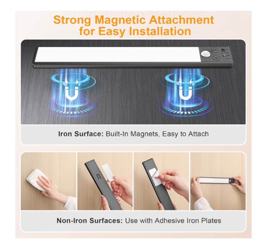 Cabinet Lighting Under-Unit Light Kitchen LED Motion Sensor – 26Cm 84 Leds Black