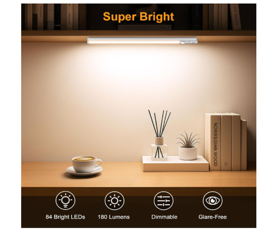 Cabinet Lighting Under-Unit Light Kitchen LED Motion Sensor– 26Cm 84 Leds Silver