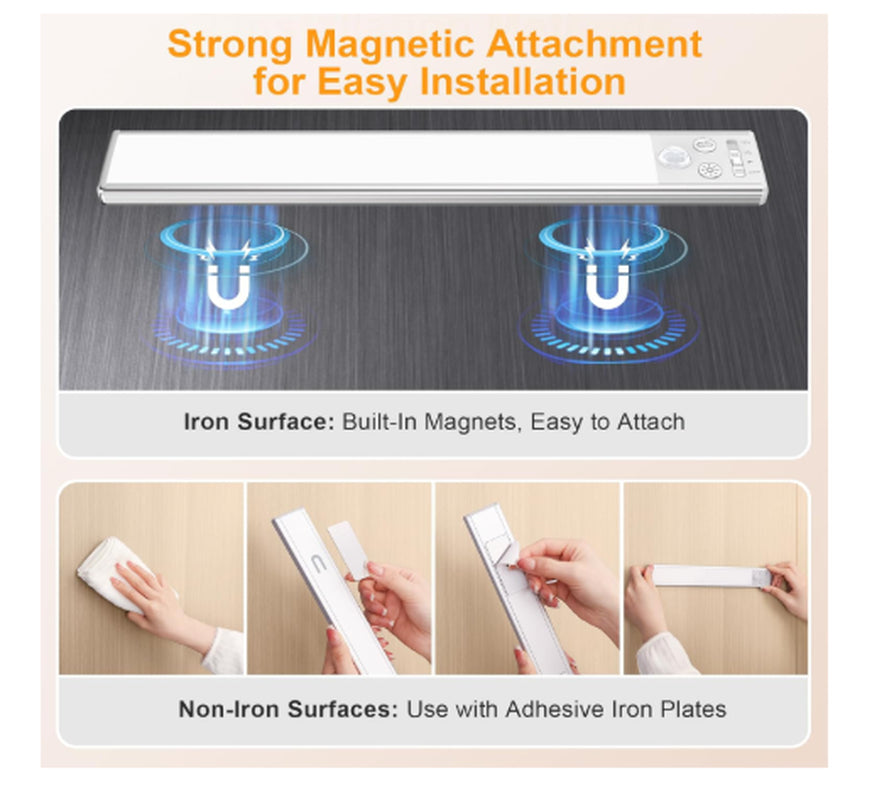 Cabinet Lighting Under-Unit Light Kitchen LED Motion Sensor– 26Cm 84 Leds Silver