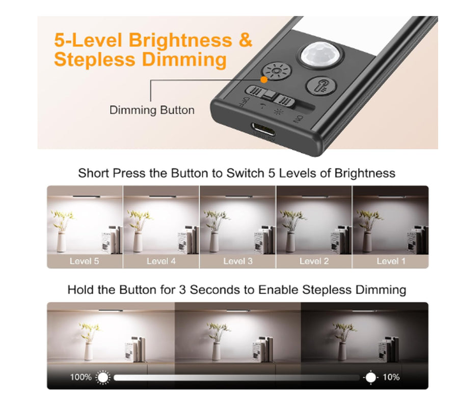 Cabinet Lighting Under-Unit Light Kitchen LED Motion Sensor – 26Cm 84 Leds Black