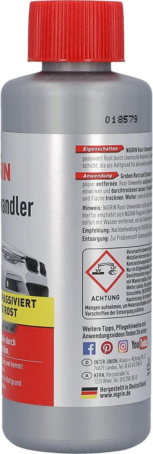 NIGRIN 74032 Auto Rostumwandler Rostlösend Rostentferner Selbstaktiv Pkw 200 Ml