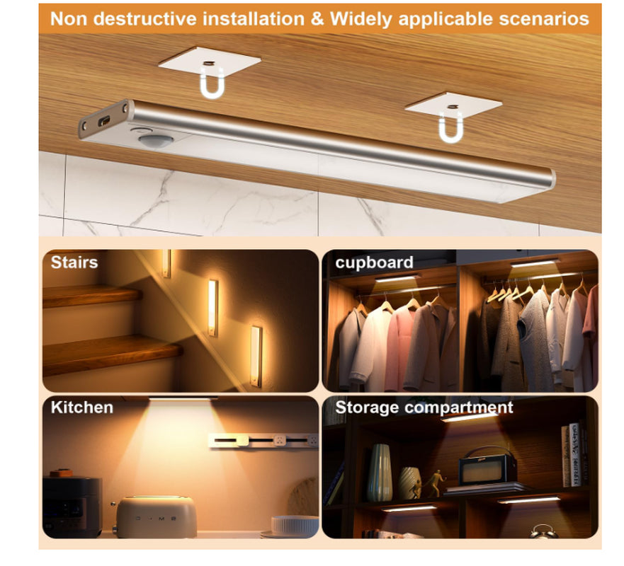Under-Unit Light Kitchen LED Cabinet Lighting Motion Sensor 3 Pack