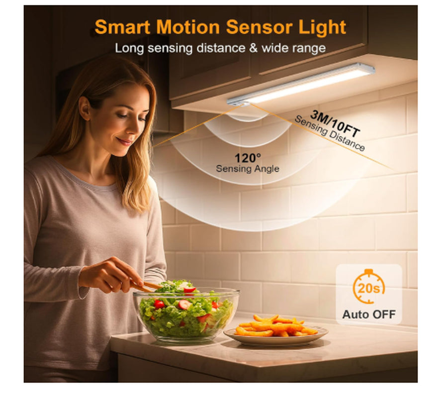 Cabinet Lighting Under-Unit Light Kitchen LED Motion Sensor– 26Cm 84 Leds Silver