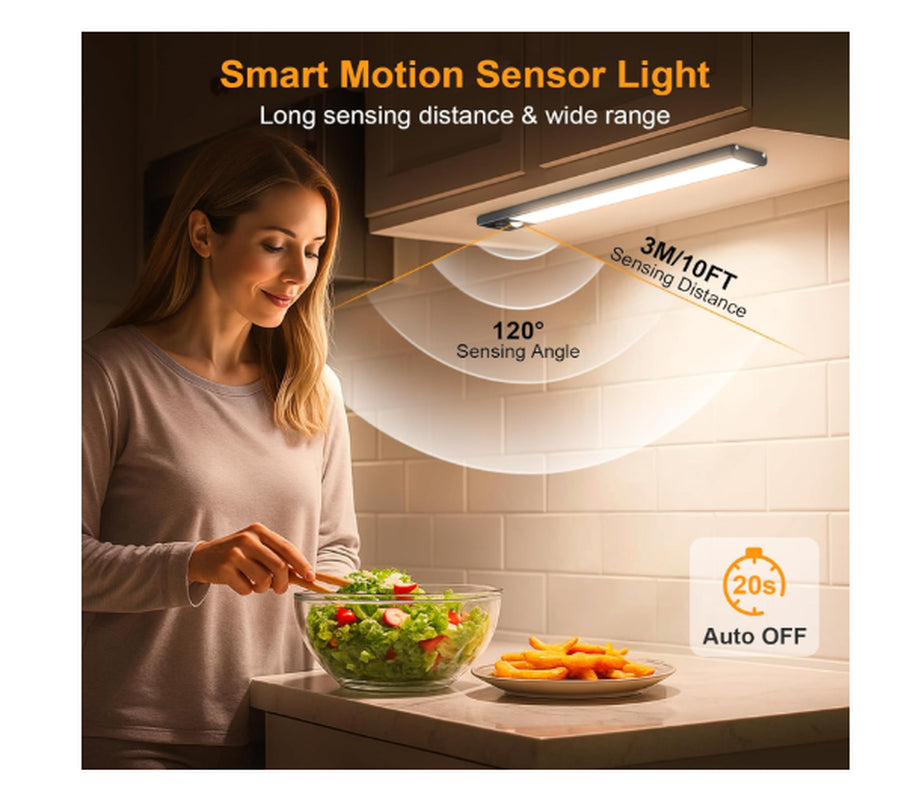 Cabinet Lighting Under-Unit Light Kitchen LED Motion Sensor – 26Cm 84 Leds Black