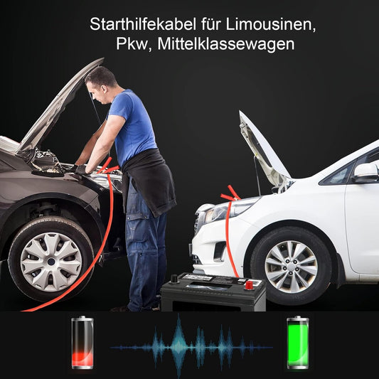 Überbrückungskabel 2X4M Starterkabel LKW Starthilfekabel Autobatterie Notfall Kabel 2000Amp 12/24V Den Schnellstart Verwicklungsfreies Mit Aufbewahrungstasche Für Benzin Und Dieselmotoren PKW