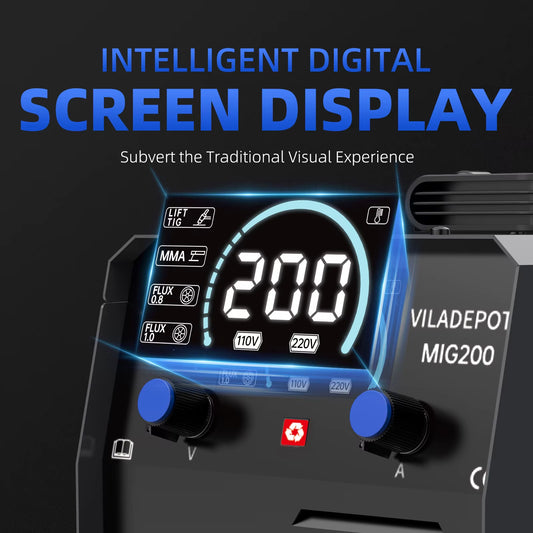 3 in 1 No Gas MIG Welder Mig/Mma/Lift TIG MIG200 Semi-Automatic Welding Machine with Flux Cored Wire Gasless