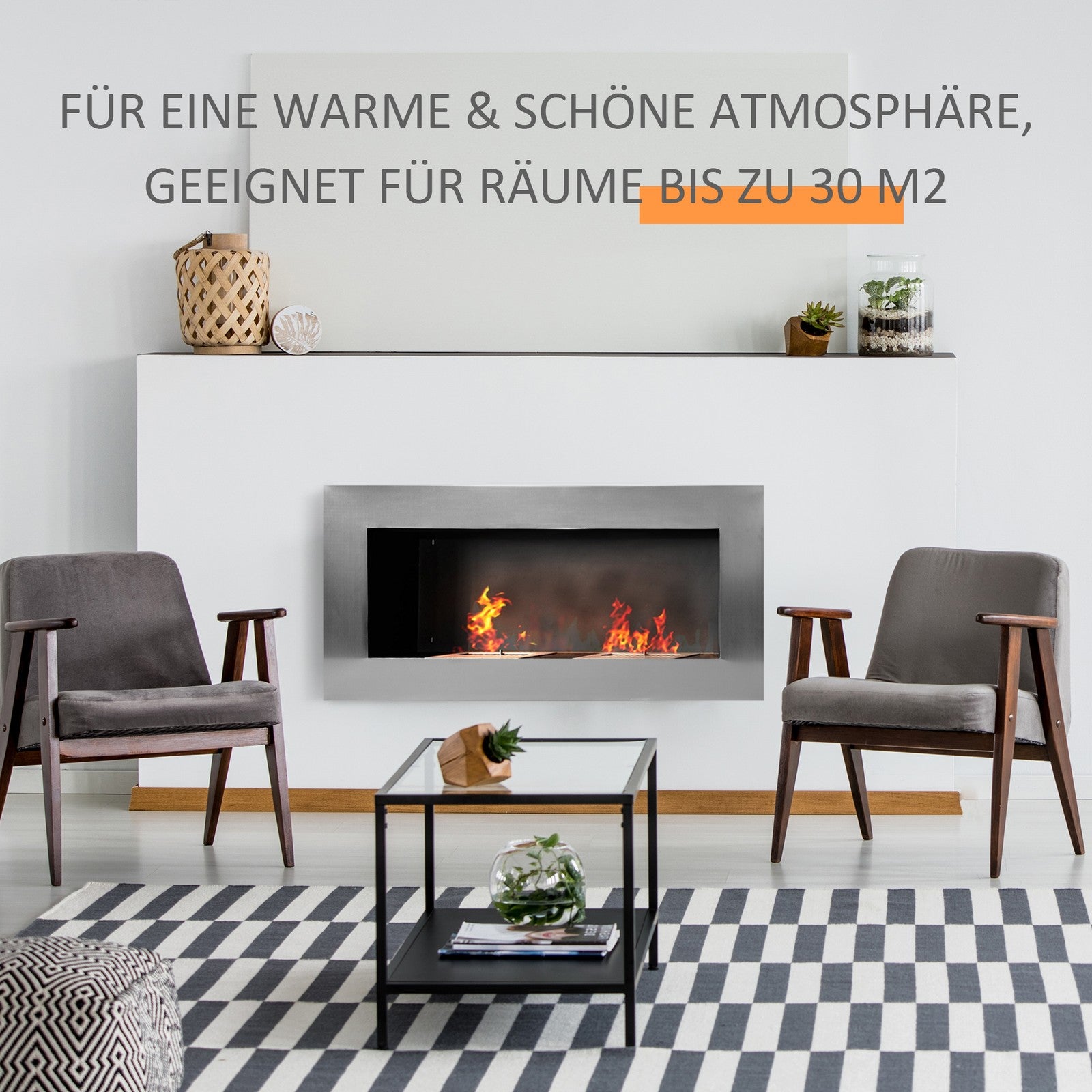 Edelstahl Gelkamin Ethanolkamin Bioethanol Kamin Ofen Wandkamin Silber 2 Größe