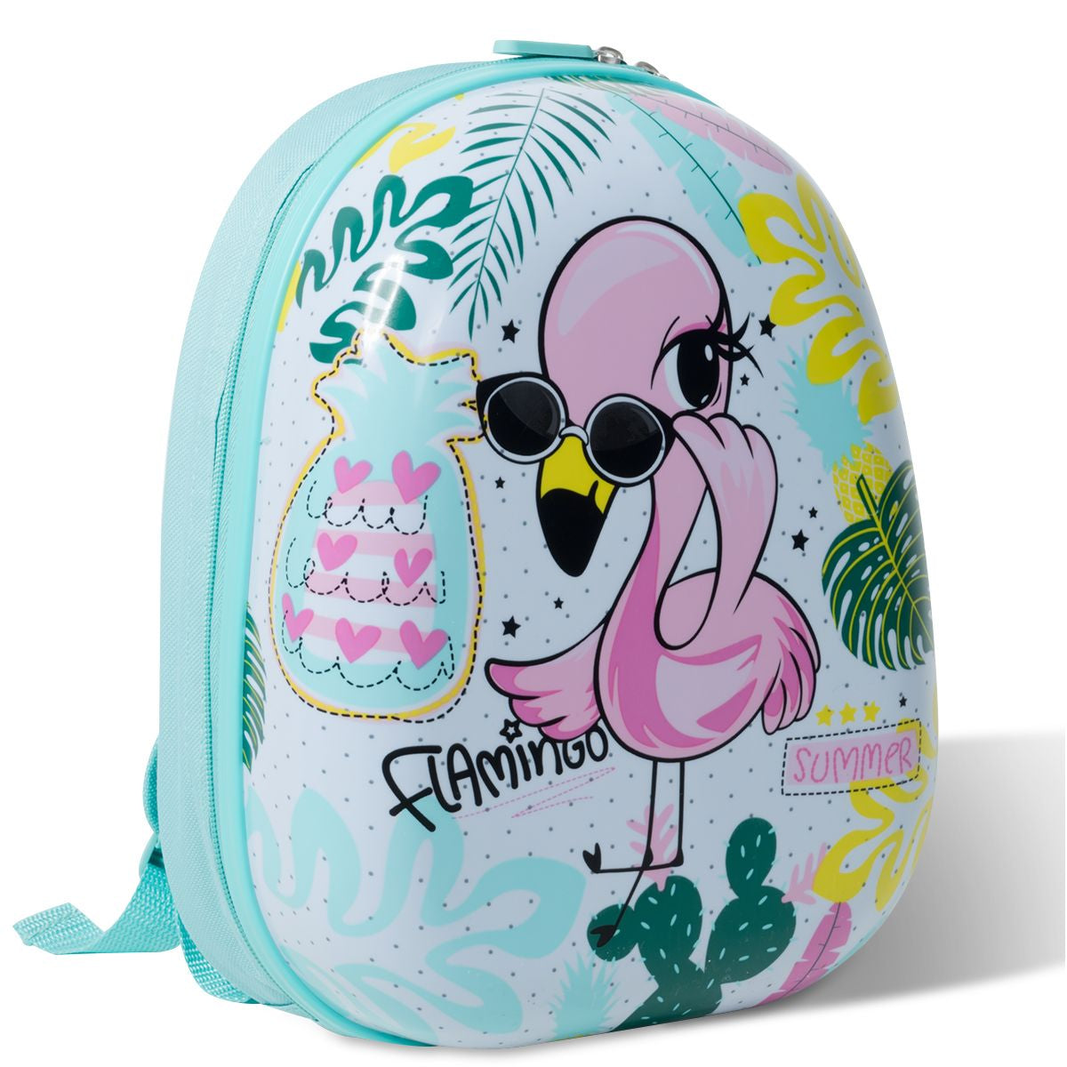 2 Tlg Kindergepäck Flamingosblid Reisekoffer Kinderkoffer + Rucksack Blau