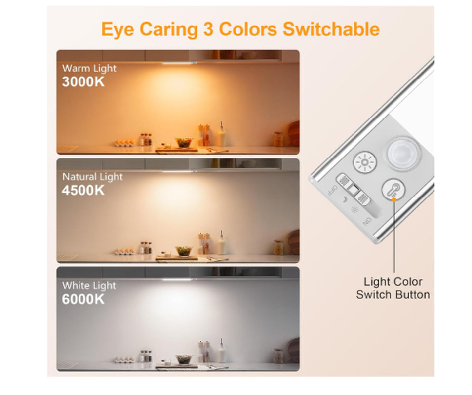 Cabinet Lighting Under-Unit Light Kitchen LED Motion Sensor– 26Cm 84 Leds Silver