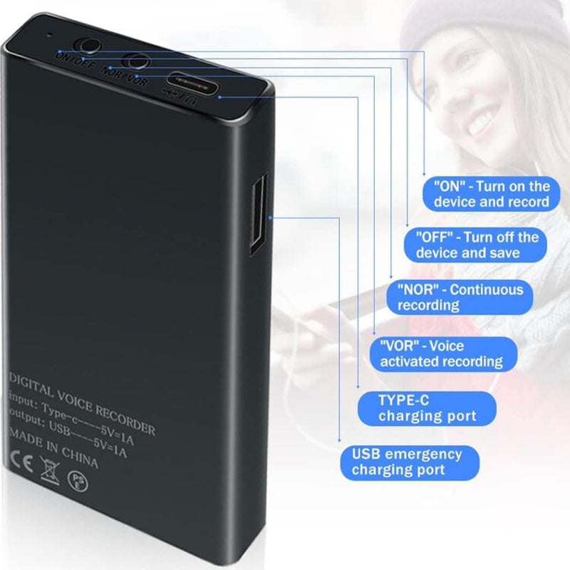 32GB Mini Diktiergerät Spion Magnet Voice Recorder Wanze Mit Geräuscherkenn