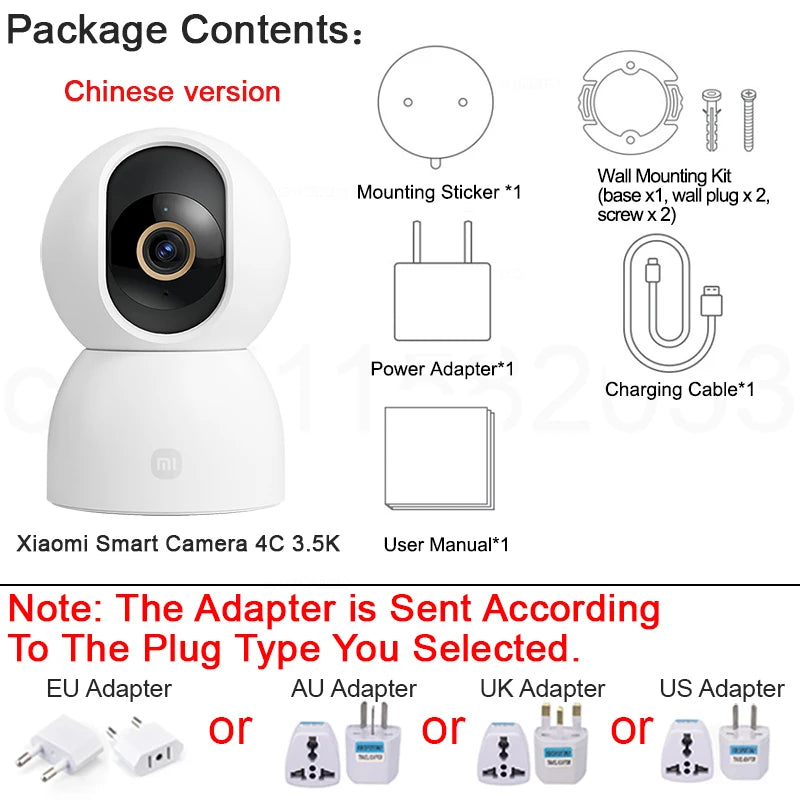 XIAOMI New Smart Camera 4C，6MP 3.5K 360°