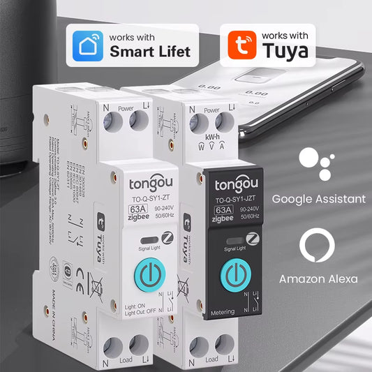 TUYA Zigbee Smart Circuit Breaker Smart Switch 1P 63A DIN Rail for Smart Home Wireless Remote Control Wifi Switch by APP