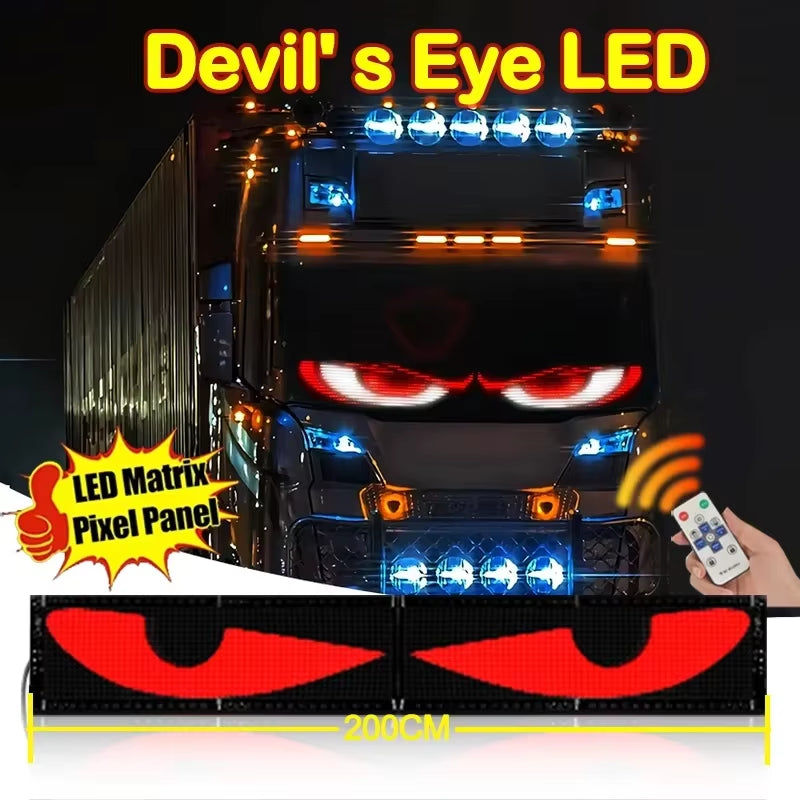 LED Truck Car Devil Eye Light APP Remote Control Screen Lights Custom Text Animation Pattern Lighting Display Board Windshield