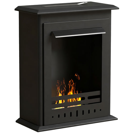 Bioethanol Kaminofen Freistehend Ethanol Kamin 3 Std. Brenndauer, Schwarz