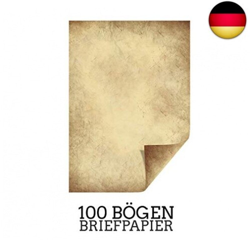 100 Stück DIN A4 Vintage Briefpapier 100G/M - Altes Bastelpapier Für Urkunden S