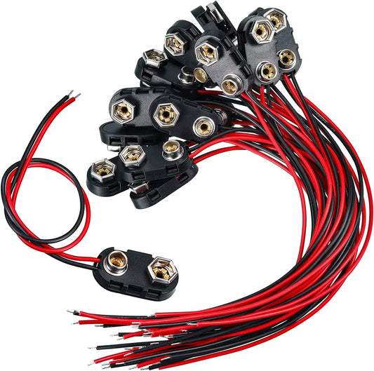 GTIWUNG 20 Stück 9V Batterie-Schnappverbinder I Typ, 9V Batterie Clip Anschluss Mit 15Cm Anschlusskabel, Batterie Snap Anschluss, 9-Volt-Batterieklemmen-Anschluss Schnalle Kunststoffgehäuse, Typ I